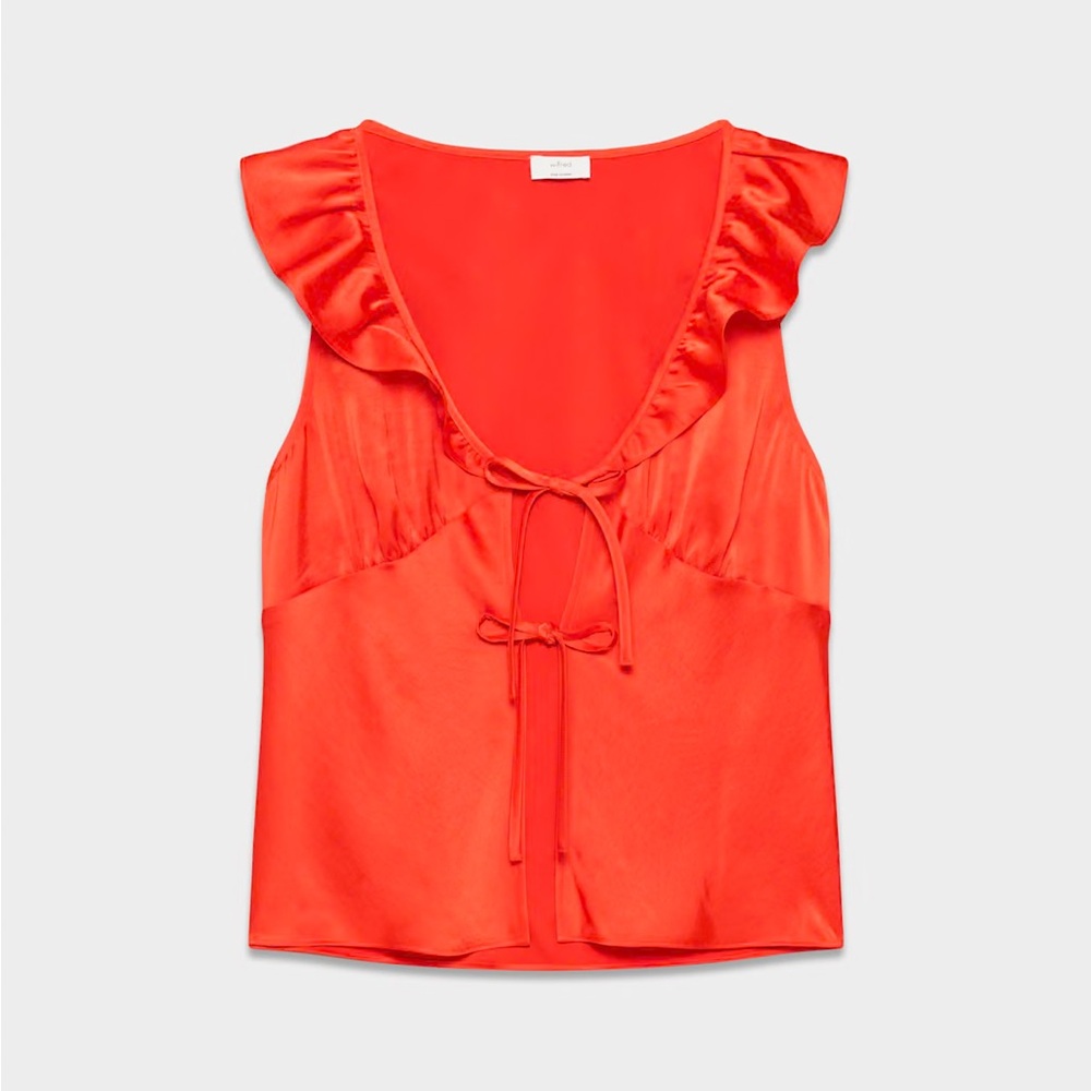 Aritzia | Wilfred | Tonka Satin sleeveless V-neck ruffled blouse - Picture 6 of 8